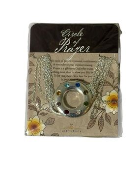 Circle of Prayer Multicolor Crystal Pendant Necklace